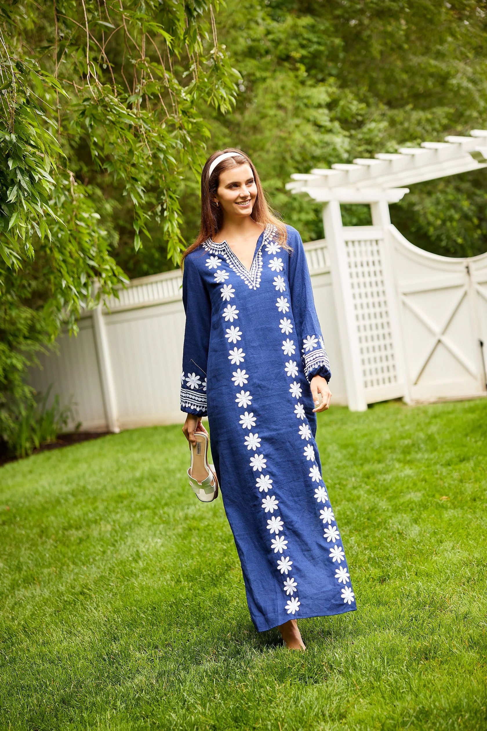 Navy Embroidered Caftan