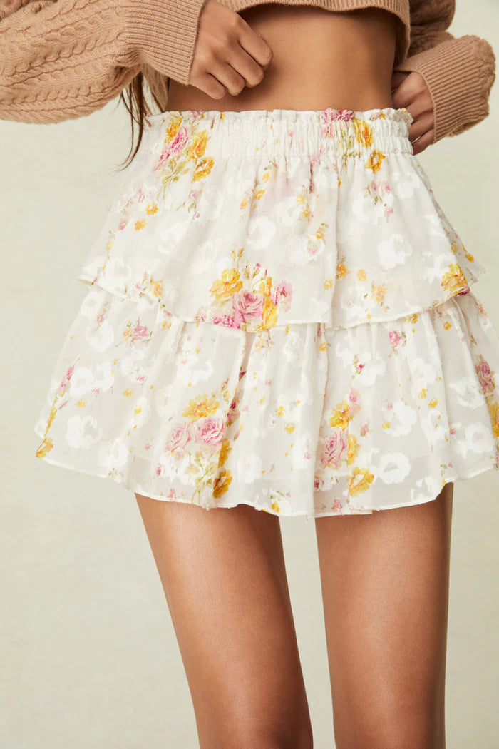 Love Shack Fancy Ruffle Mini Skirt in Lemon Pie