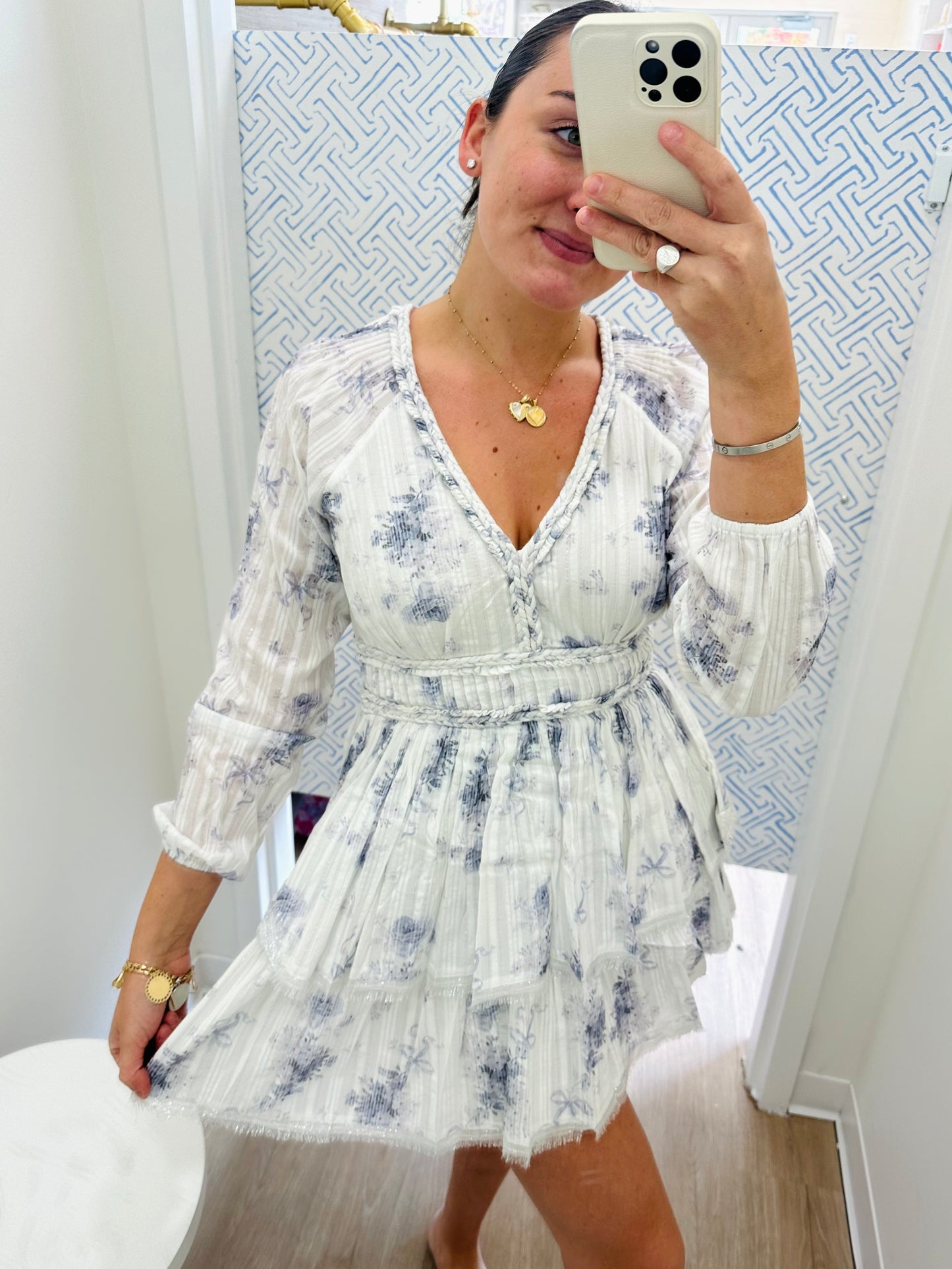 Love Shack Fancy Finch Dress Misty Sea