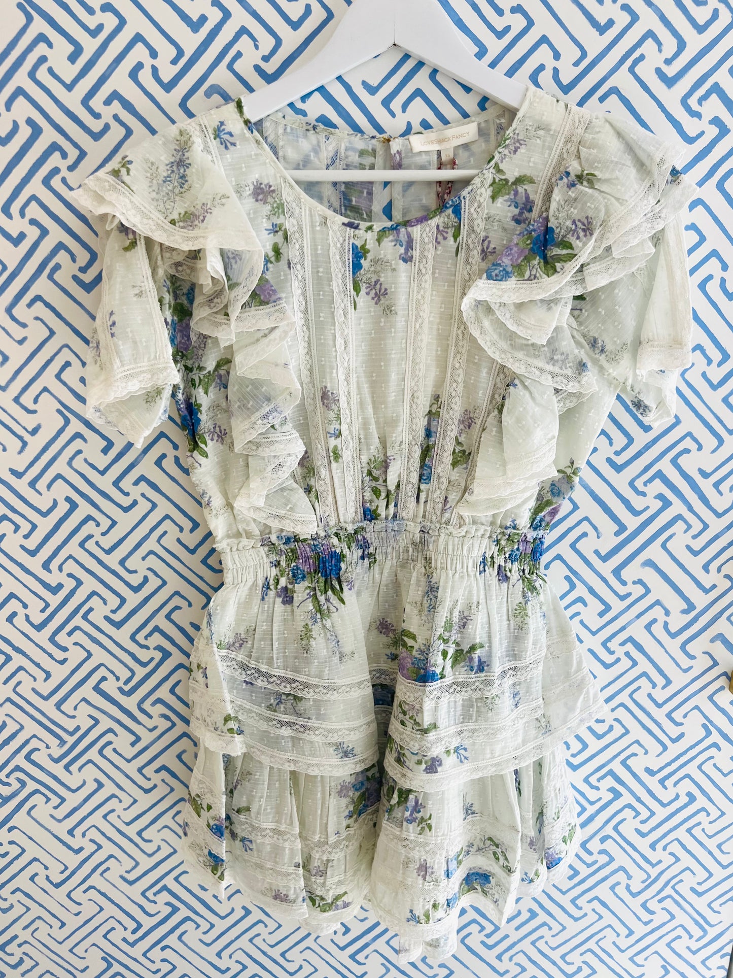 Love Shack Fancy - Natasha Dress in Periwinkle Aqua