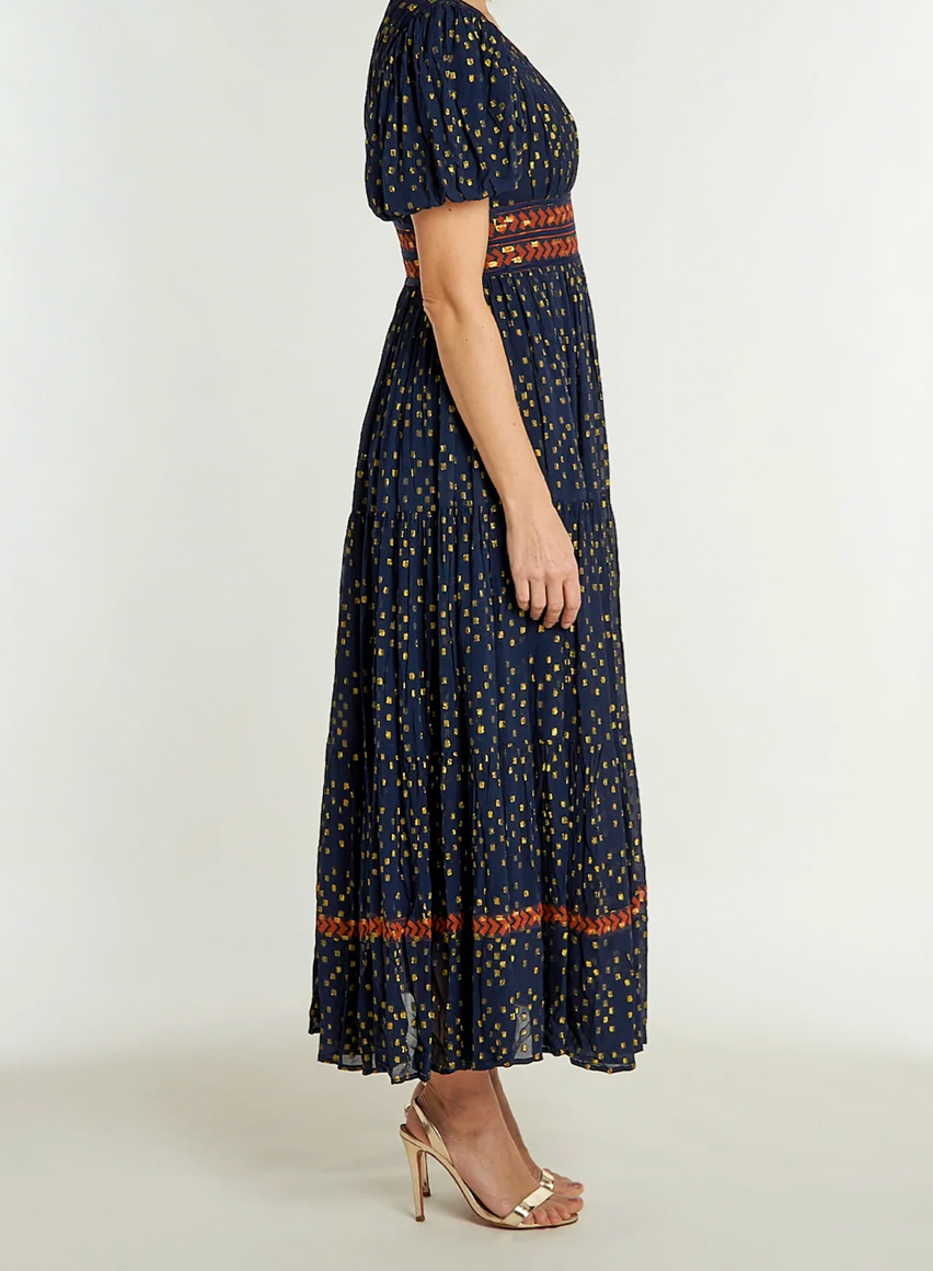 CK Bradley Heather Dress in Navy Blue / Gold