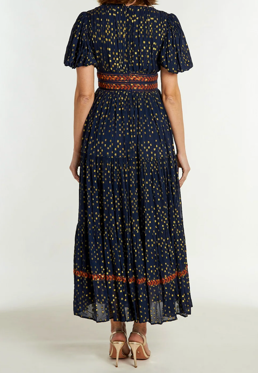 CK Bradley Heather Dress in Navy Blue / Gold