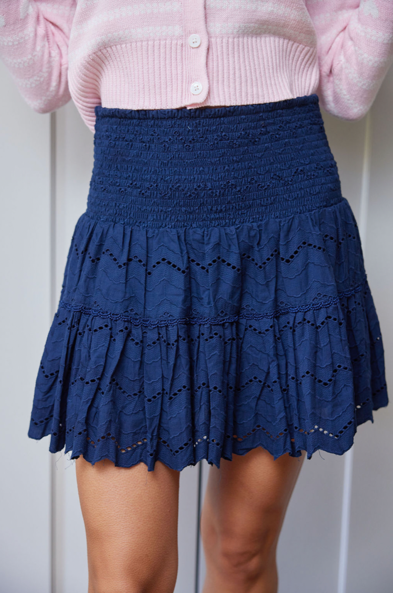 STS X Cabana Eyelet Mini Skirt in Navy