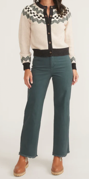 Marine Layer Ava Fair Isle Cardigan in Oatmeal heather