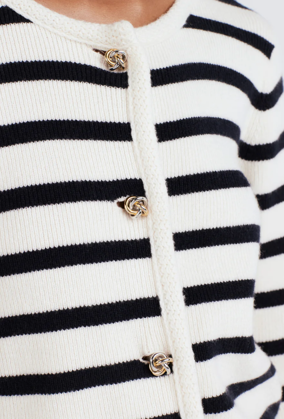 Derek Lam Keene Striped Cardigan in ivory/navy
