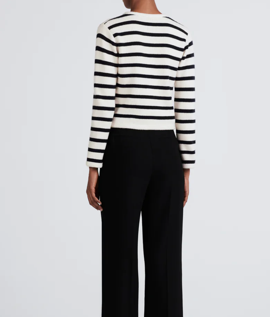 Derek Lam Keene Striped Cardigan in ivory/navy