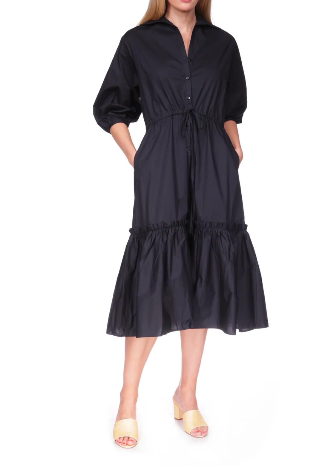 Cara Cara Hutton Dress - Black Cotton Poplin