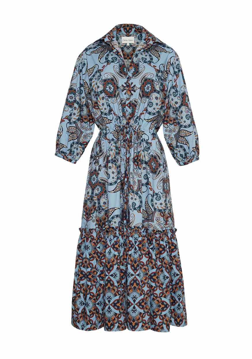 Cara Cara Hutton Dress in Blue Vintage Paisley