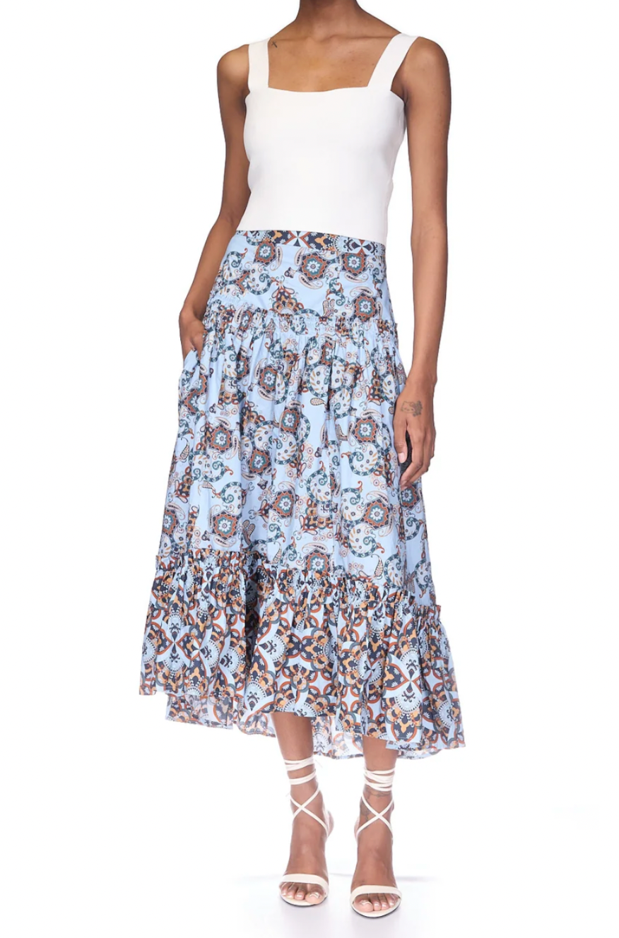 Cara Cara Tisbury Skirt in Blue Vintage Paisley