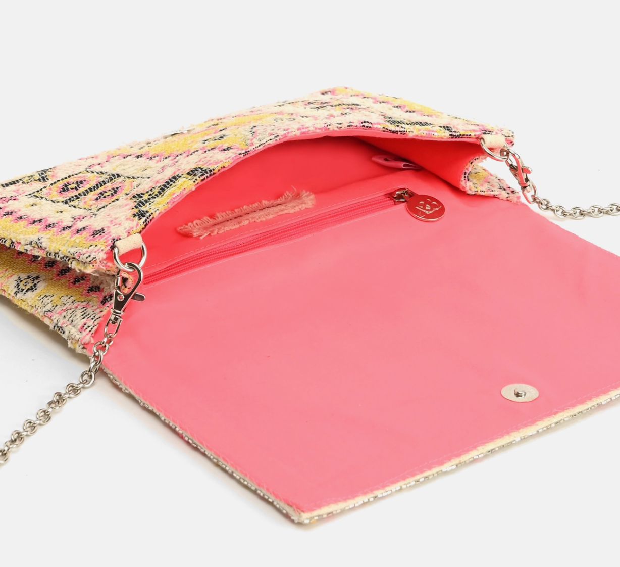 America & Beyond Elegant Pink Aztec Embellished Clutch