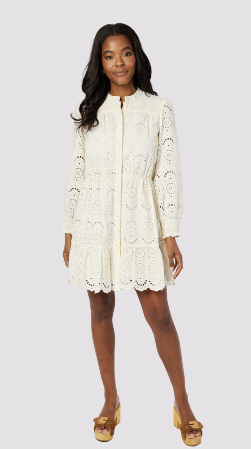 Long Sleeve Cinched Waist Dress - F2509