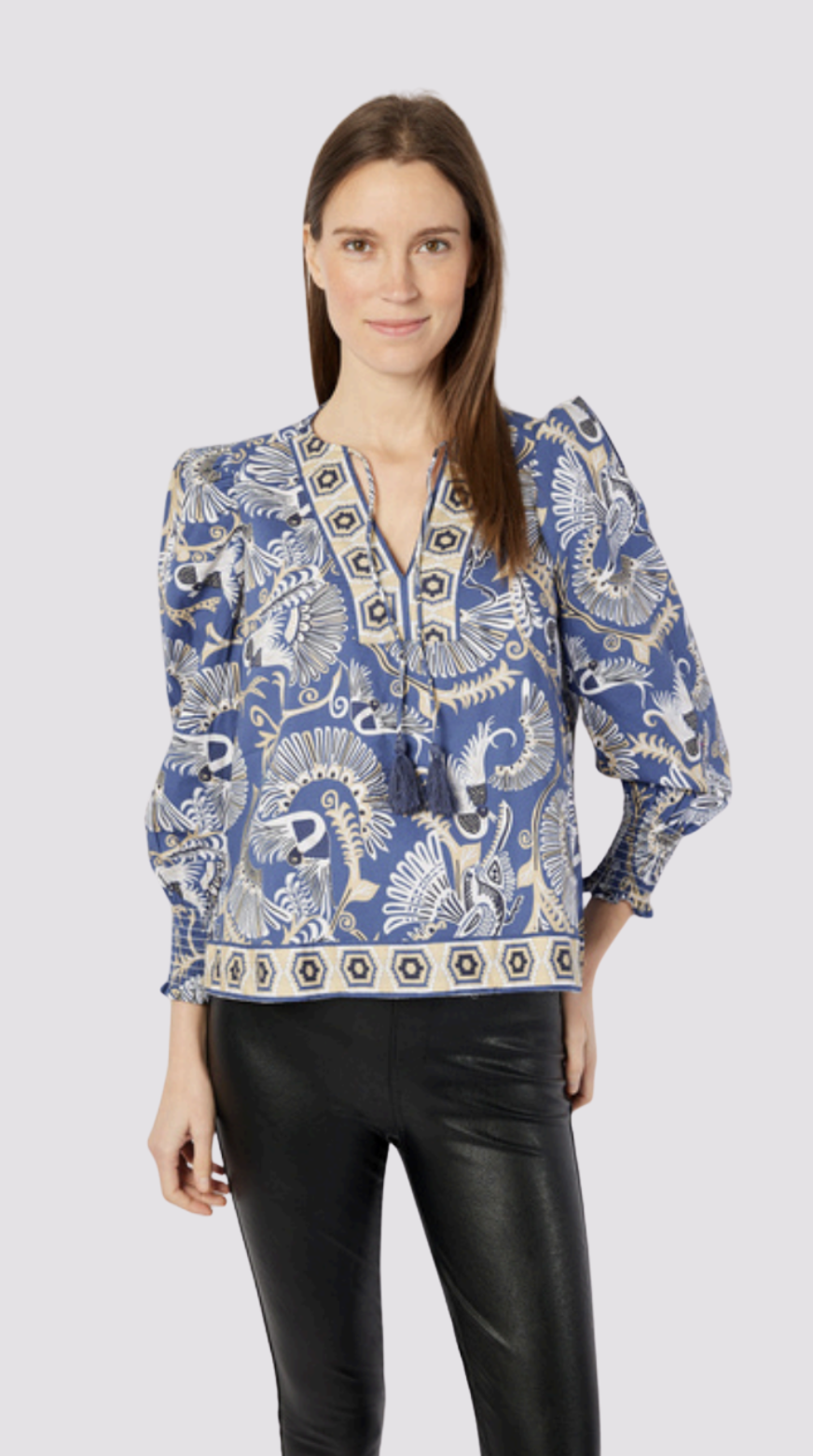 Puff Sleeve Top with Tassels - F2518