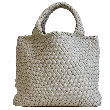 Lily Woven Neoprene Tote with pouch in Ecru