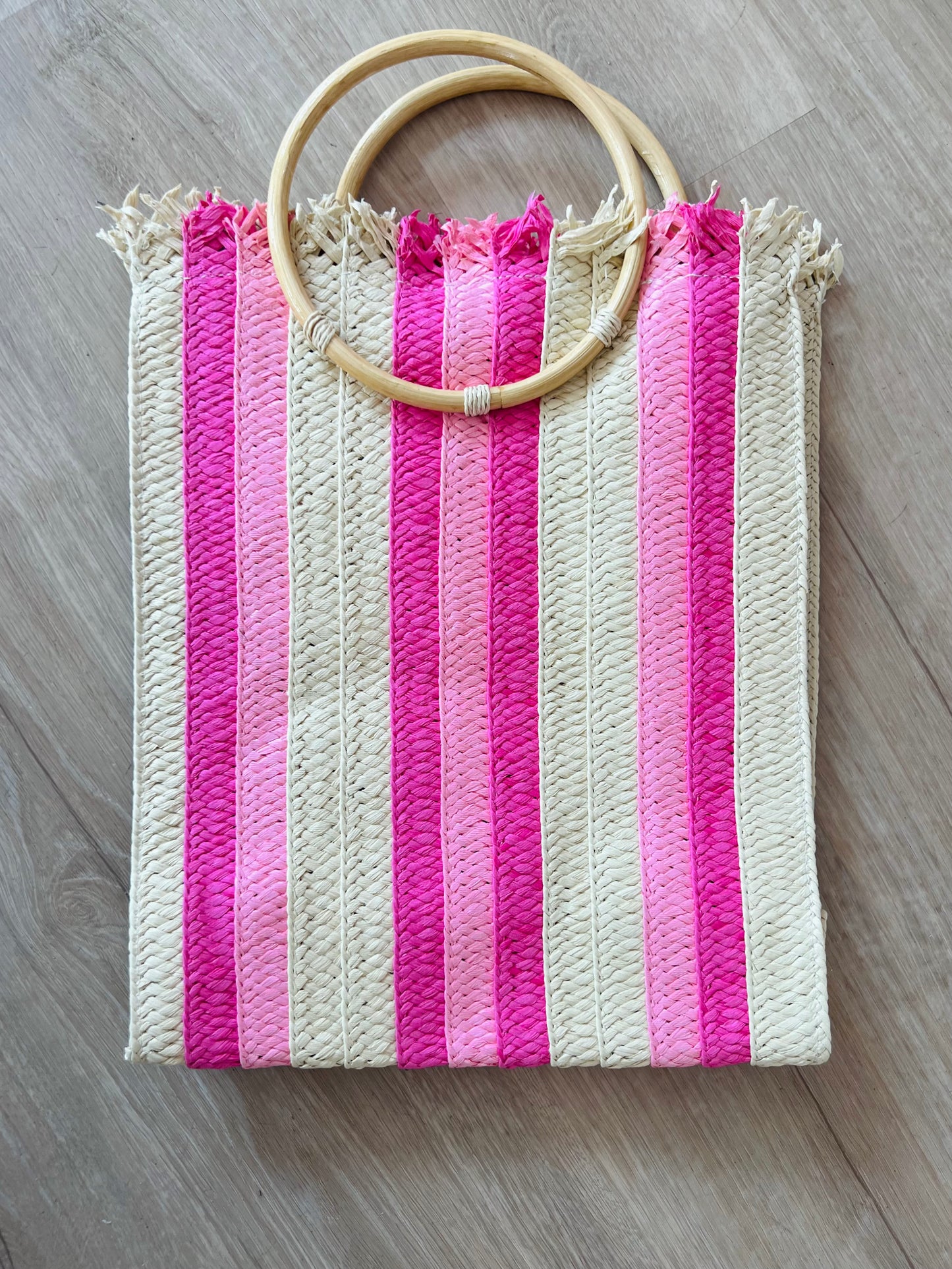 Pink stripe tote