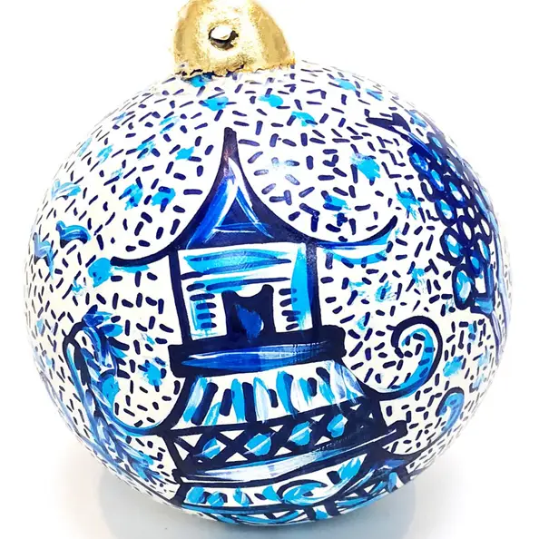 Exquisite Hand-Painted Chinoiserie Christmas Ornaments