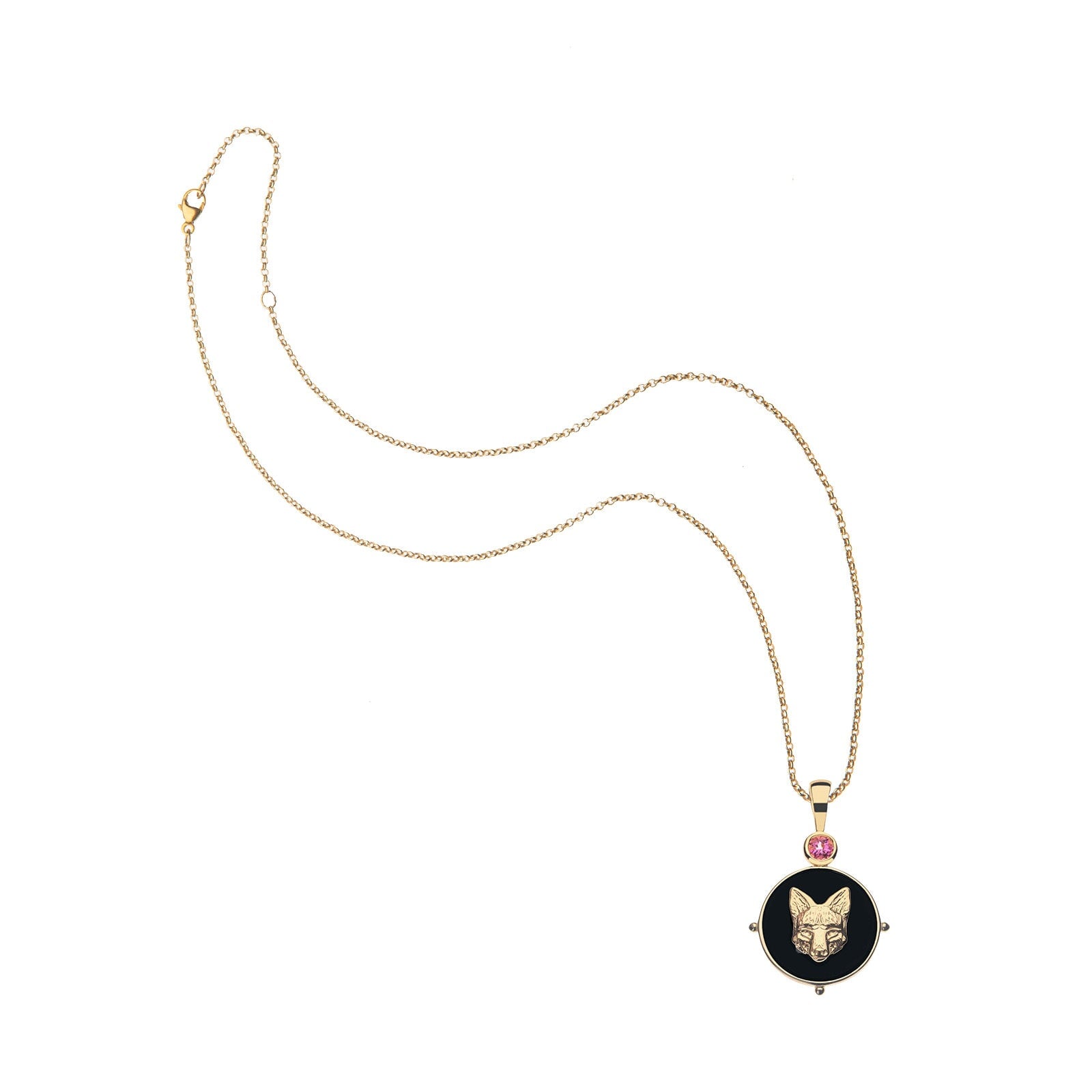 Protect Onyx Fox Pendant - Classic Rolo Chain