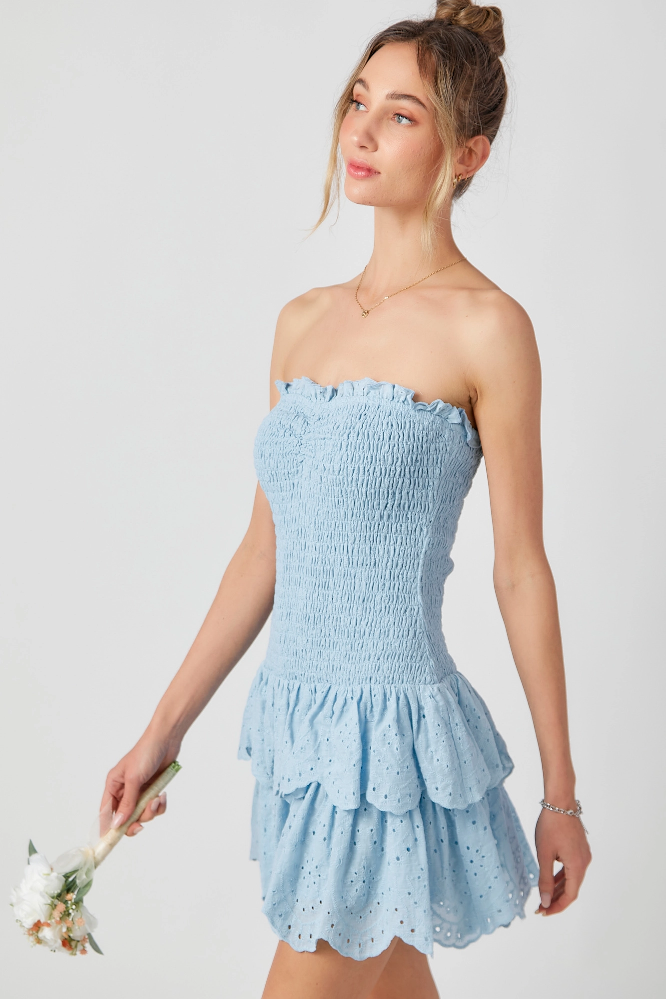 Smocked Ruffle Mini Dress