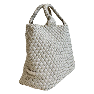Lily Woven Neoprene Tote with pouch in Ecru