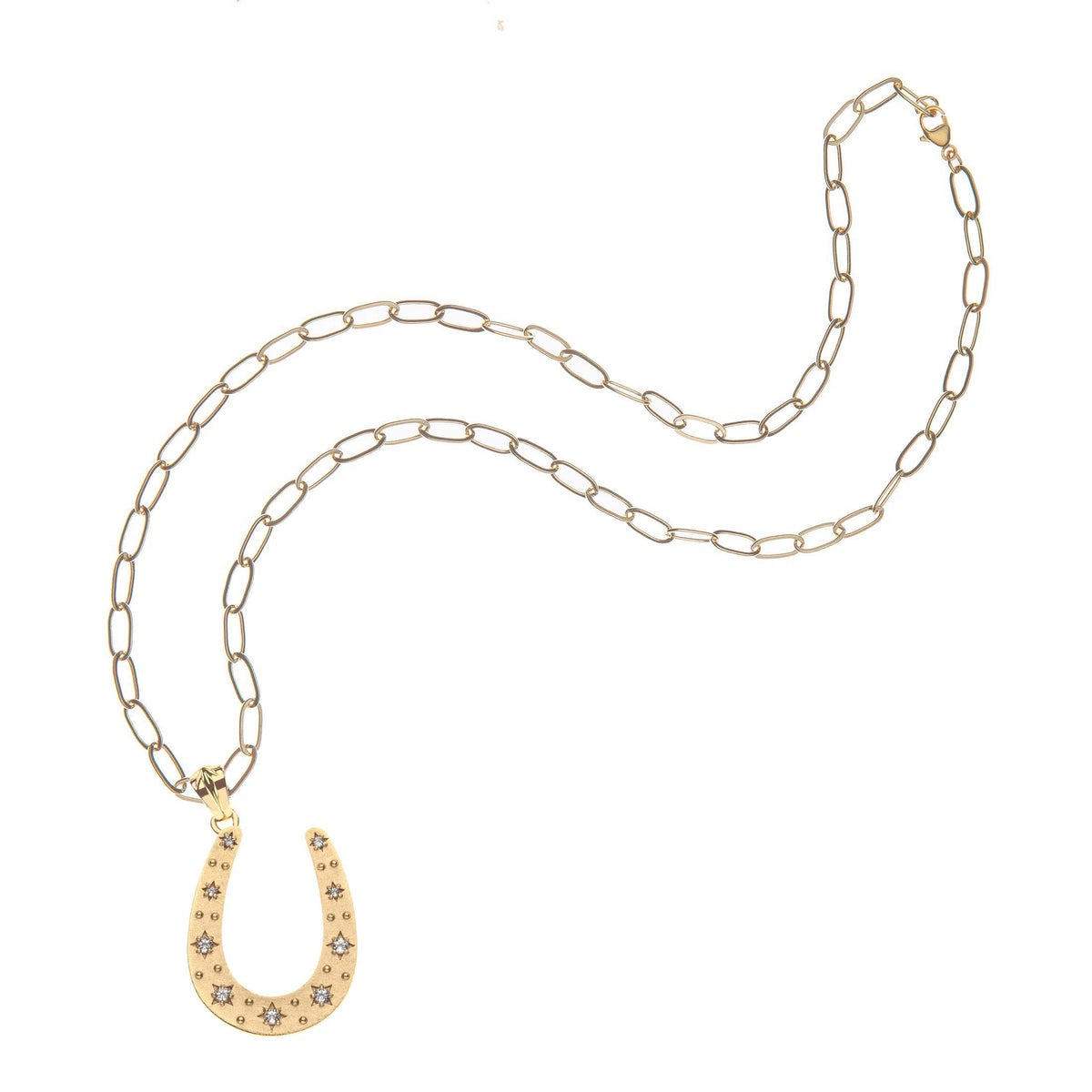 Starry Horseshoe Pendant - 18" Drawn Link