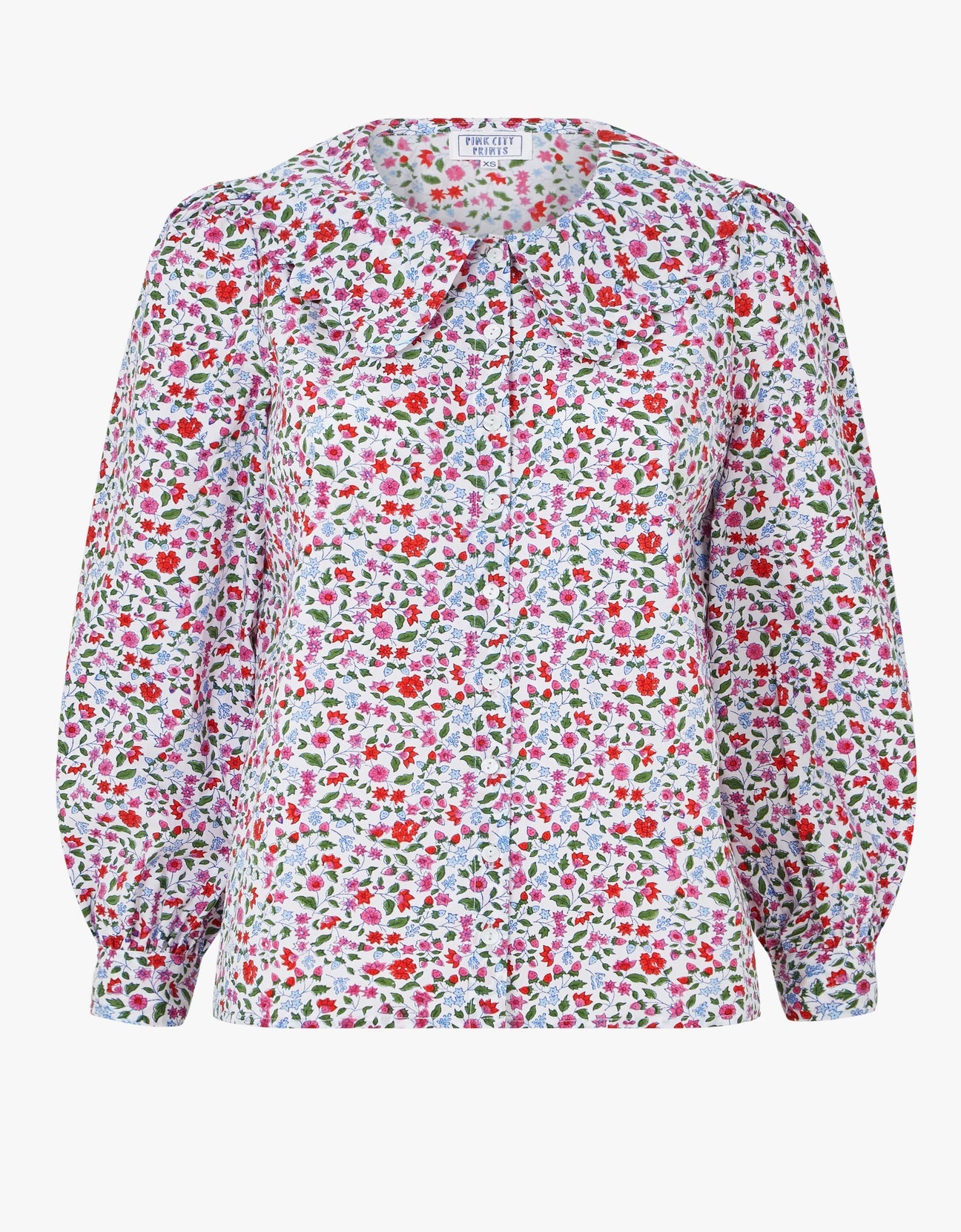 Pink City Prints- Ditsy Strawberry Apple Blouse