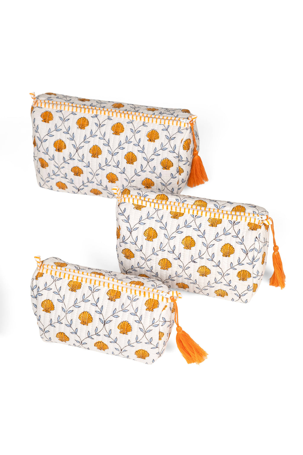 Seashell Blockprint Makeup Bag