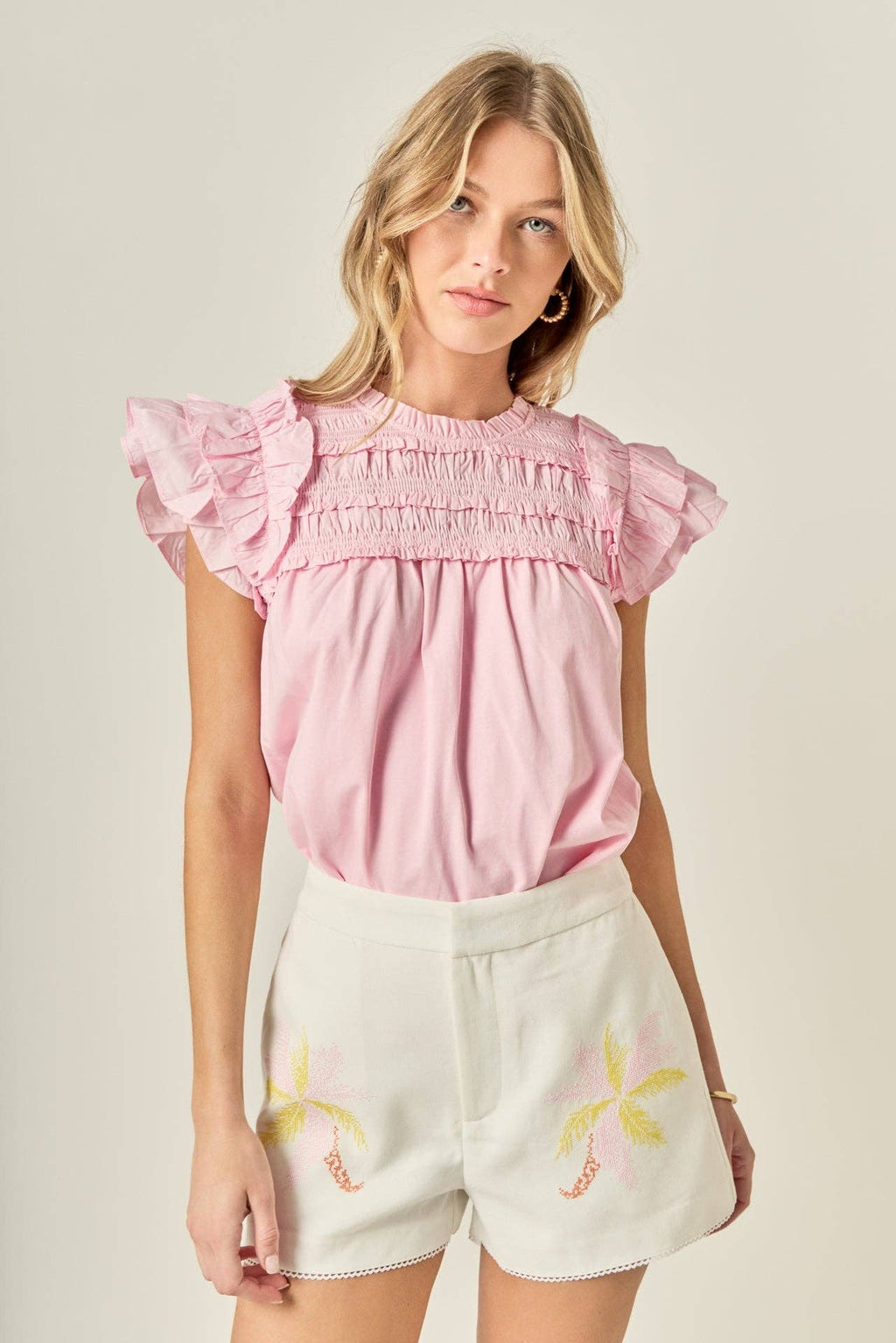 Mix Media Ruffle Top