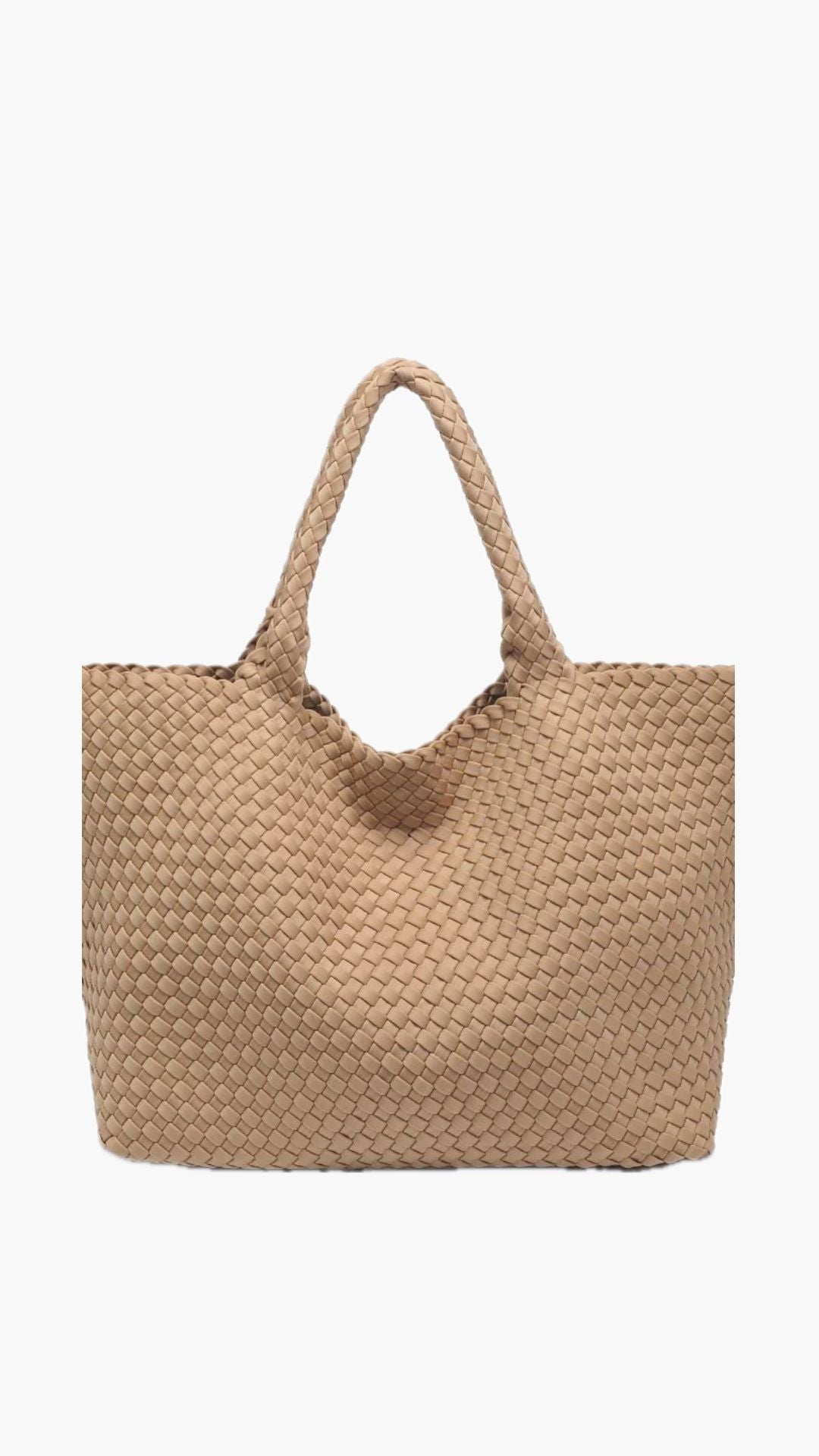 Sol and Selene Sky's the Limit Large Woven Neoprene Tote - Nude