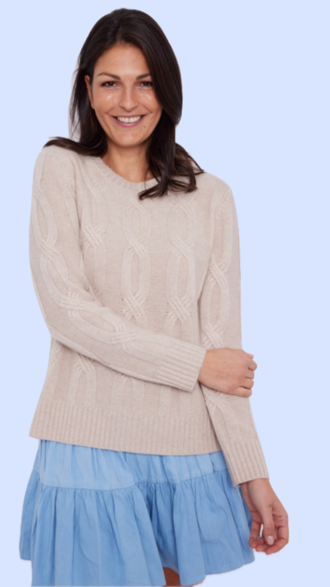 Sail to sable Cable Knit Crew Neck Sweater - Camel