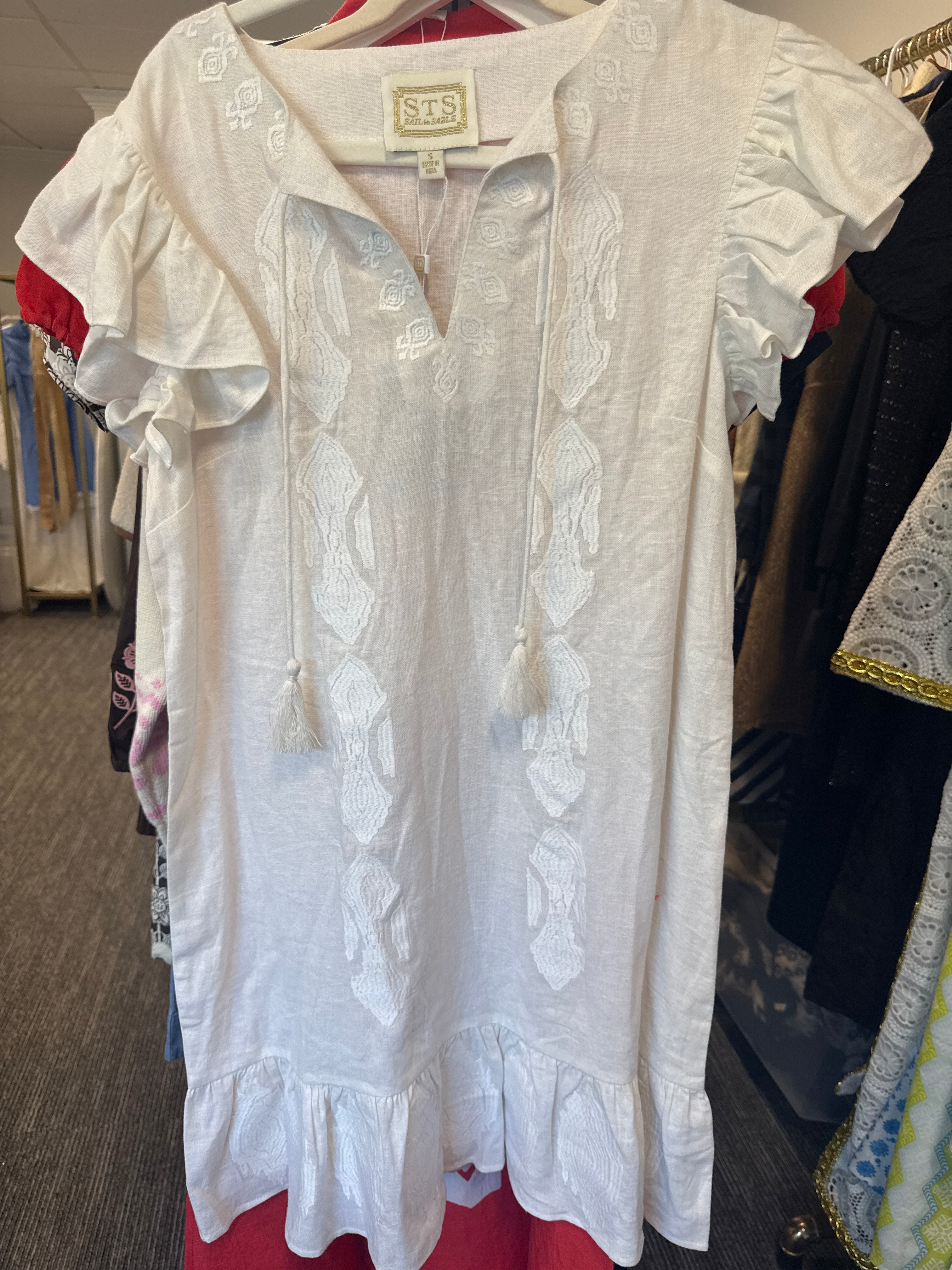 Sample White Linen Viscose Dress
