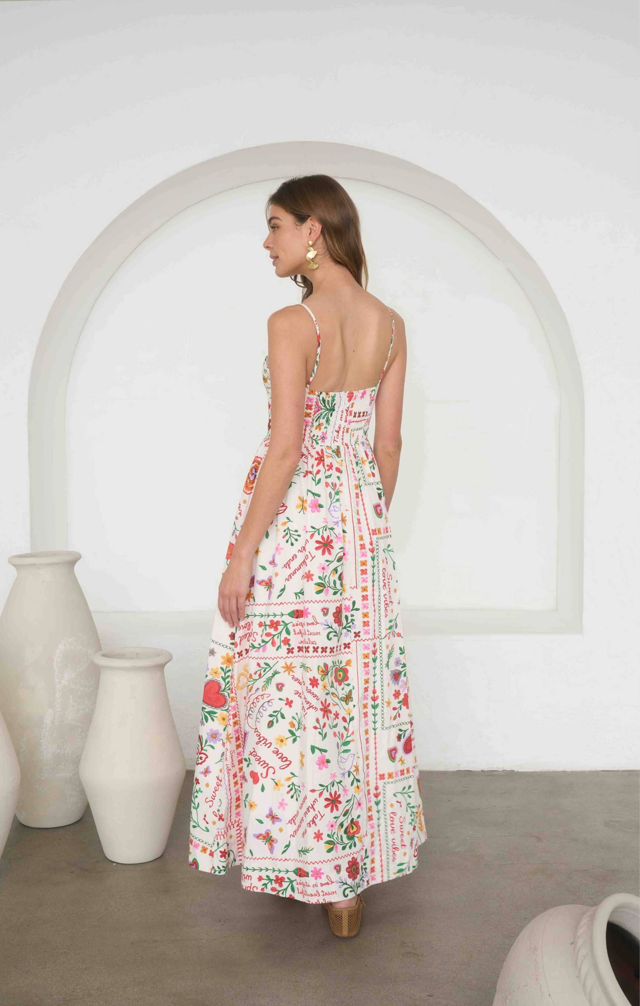 Summer Spaghetti Strap Midi Dress