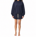 Women Fall Loose Set:Mock Neck Sweatshirt + Shorts