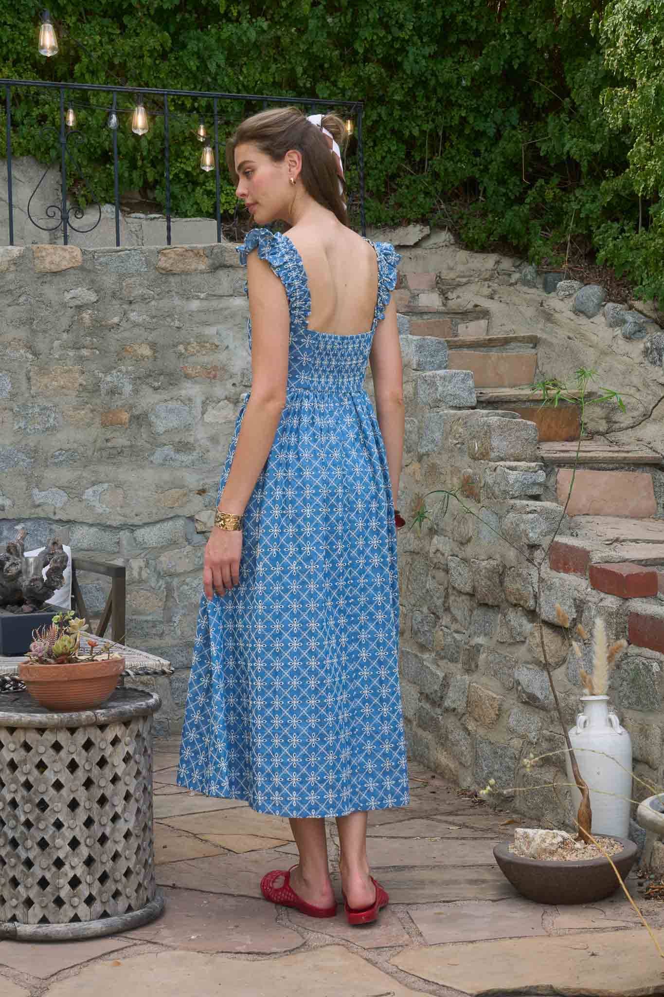 Embroidered Geo Midi Dress