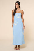 Seashell Embroidered Tube Maxi Dress