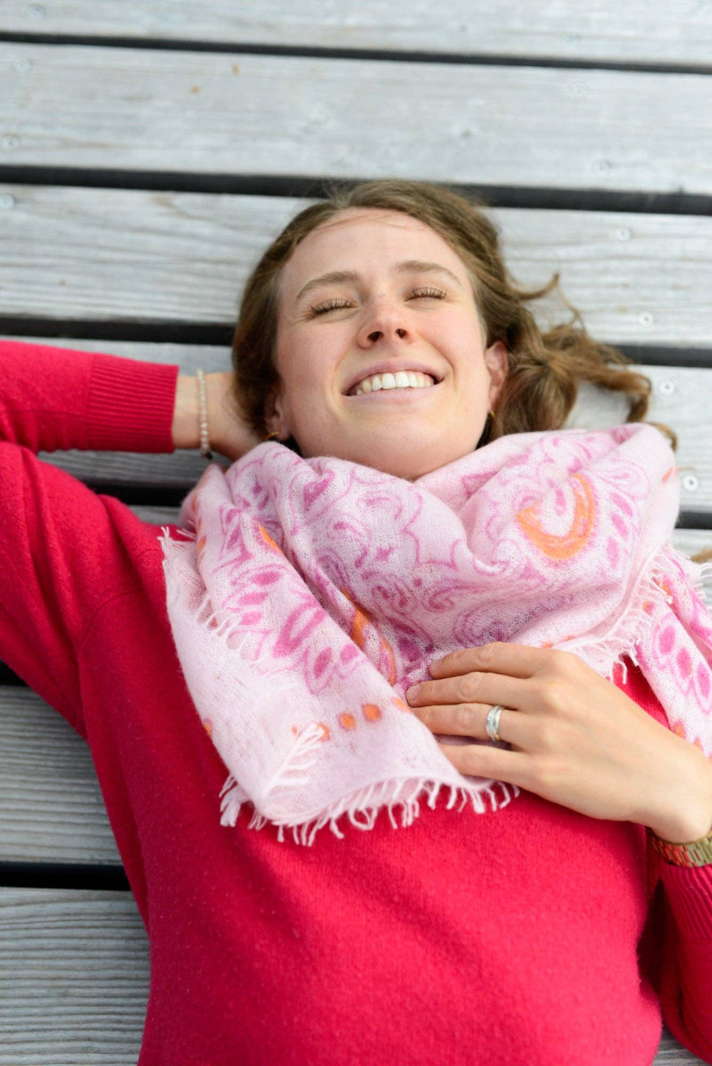 Cashmere bandana Paisley-cs Big in pink