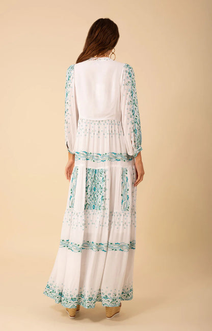 Hale Bob Emery Embroidered Maxi Dress in Blue