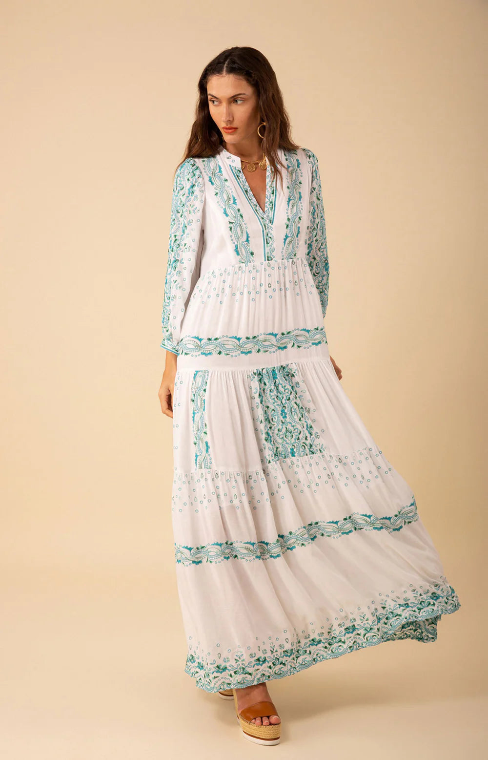 Hale Bob Emery Embroidered Maxi Dress