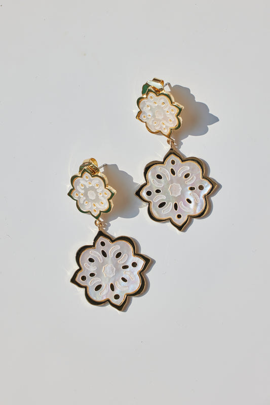 Mother of Pearl Stackrd Ikat Earring