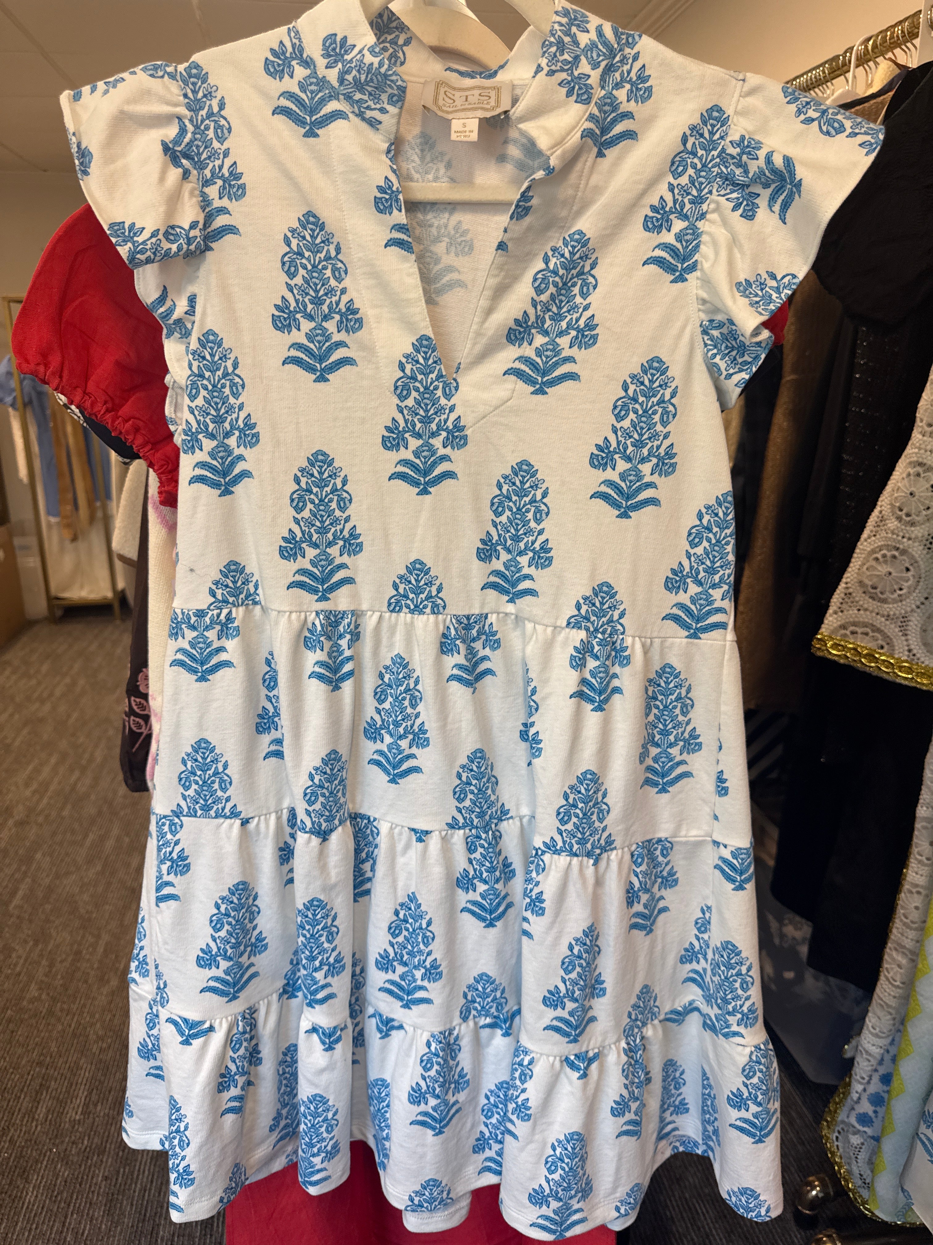 Sample Blue/White Floral Print Dress