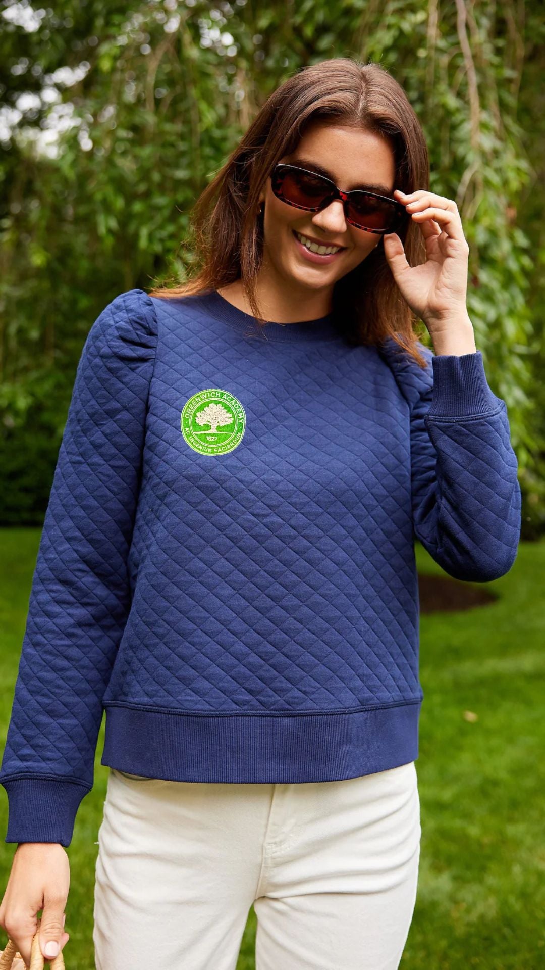 Greenwich Academy Cropped Puff Sleeve Sweatshirt