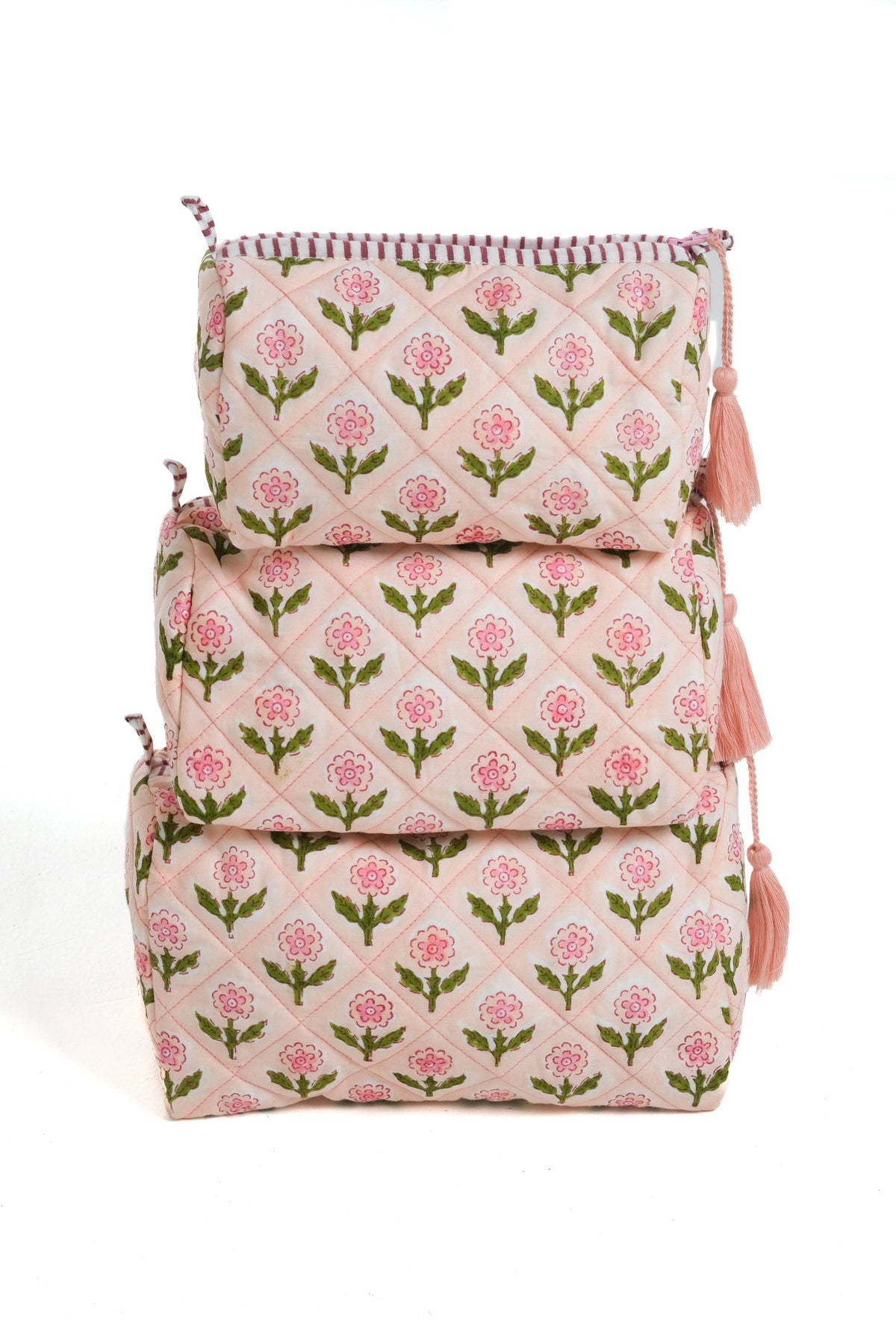 Mona Block Print Makeup Bag in Pink
