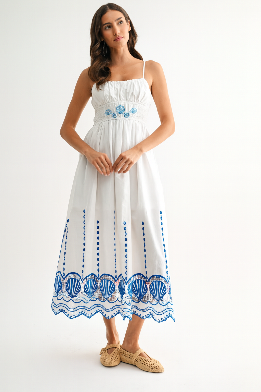 White Maxi Dress with Shell Embroidered – Sail to Sable The Cabana