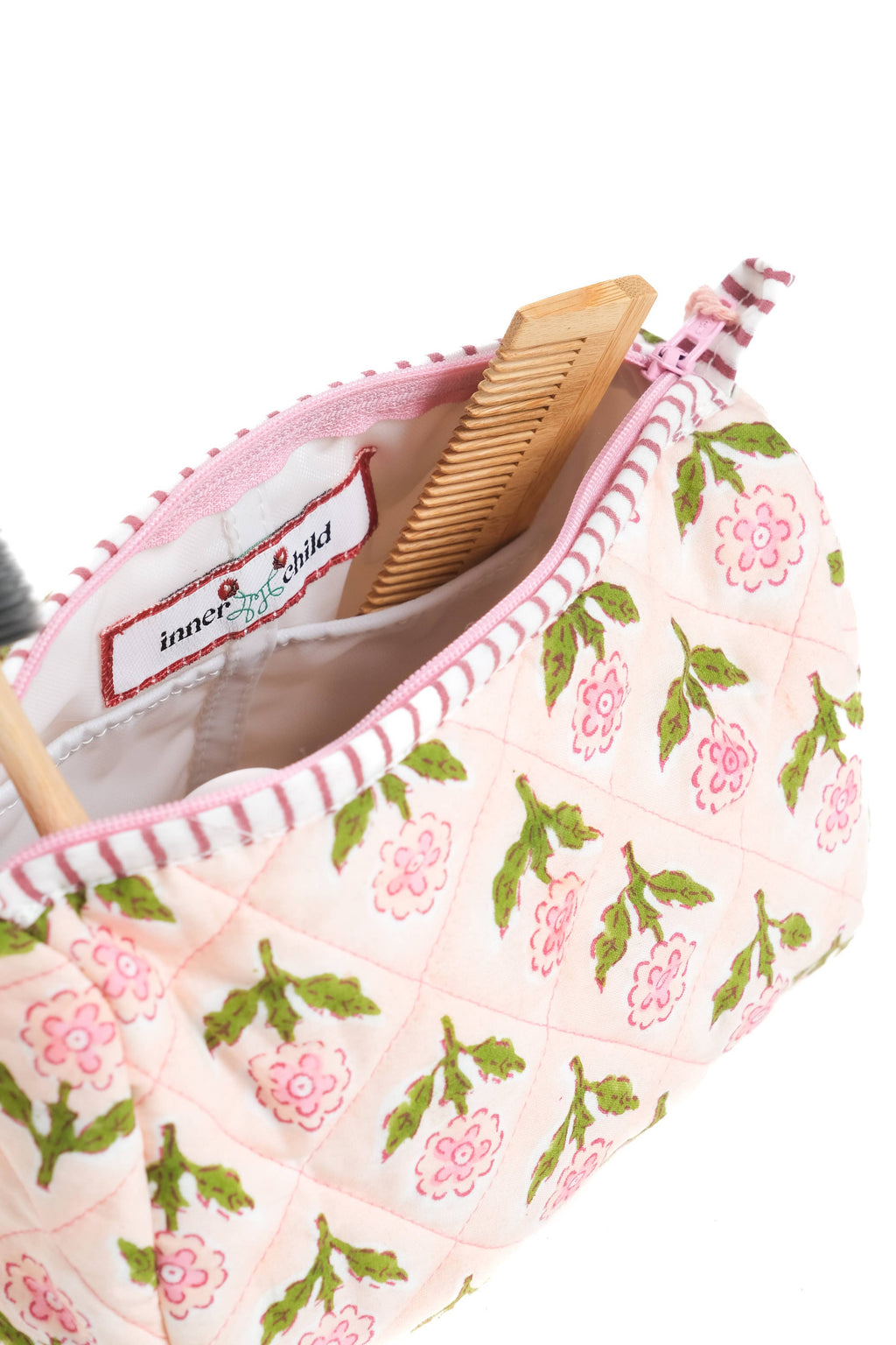 Mona Block Print Makeup Bag in Pink