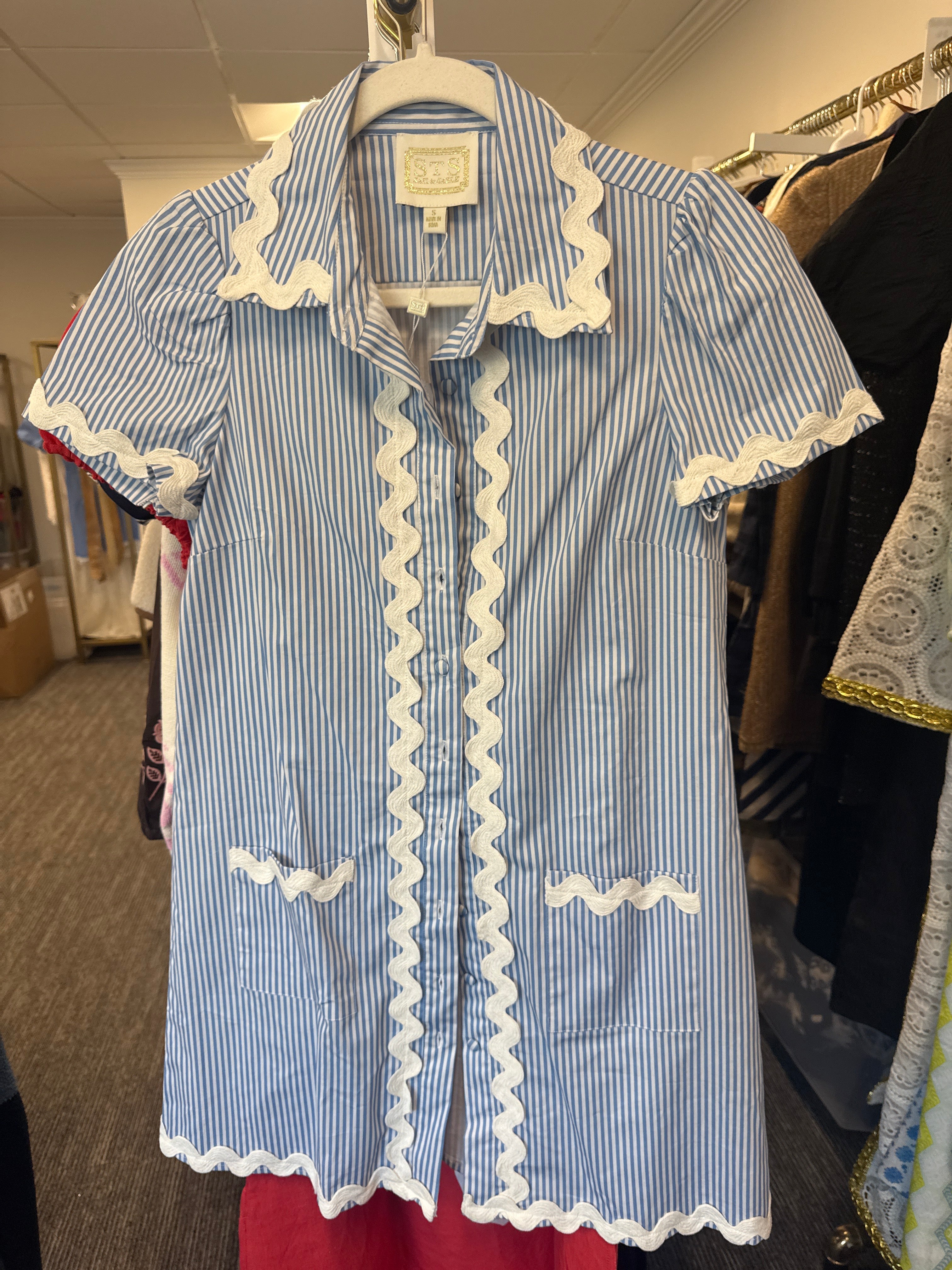 Sample Blue/White Stretch Cotton Poplin