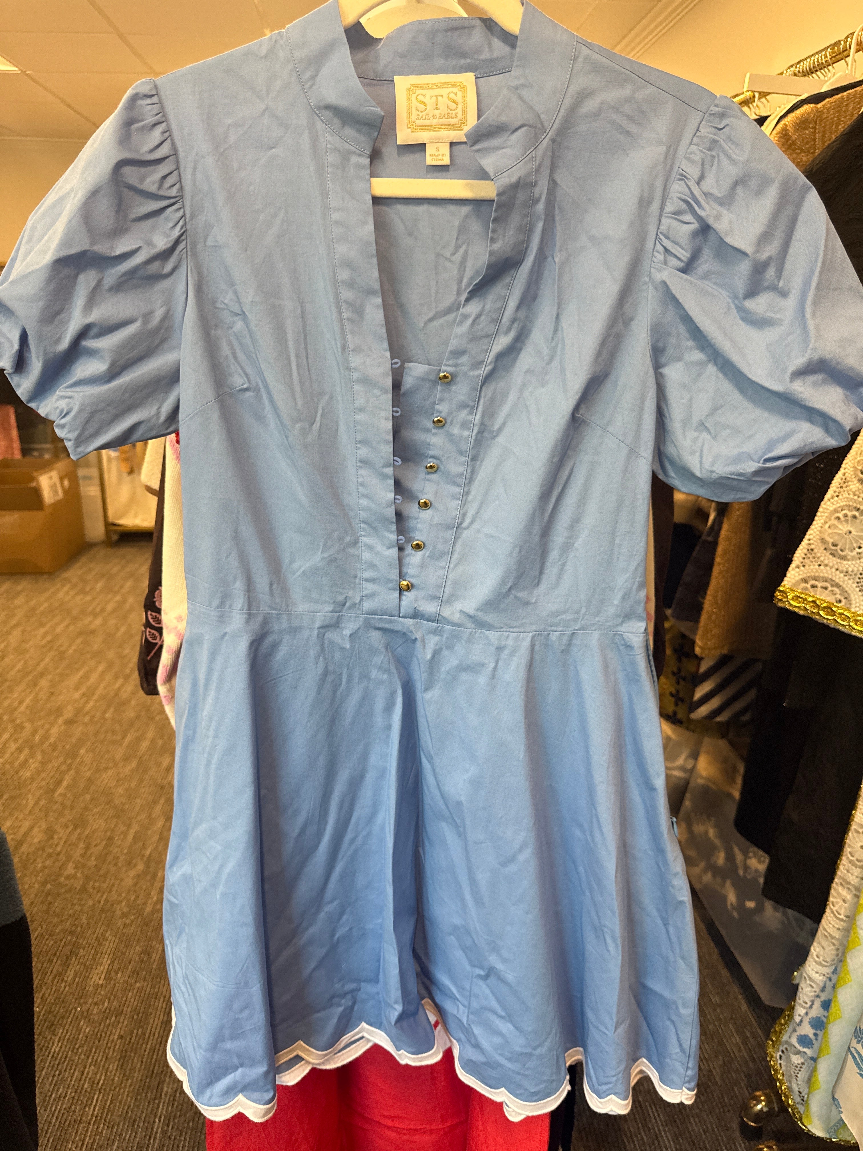 Sample Blue Button Mini Dress