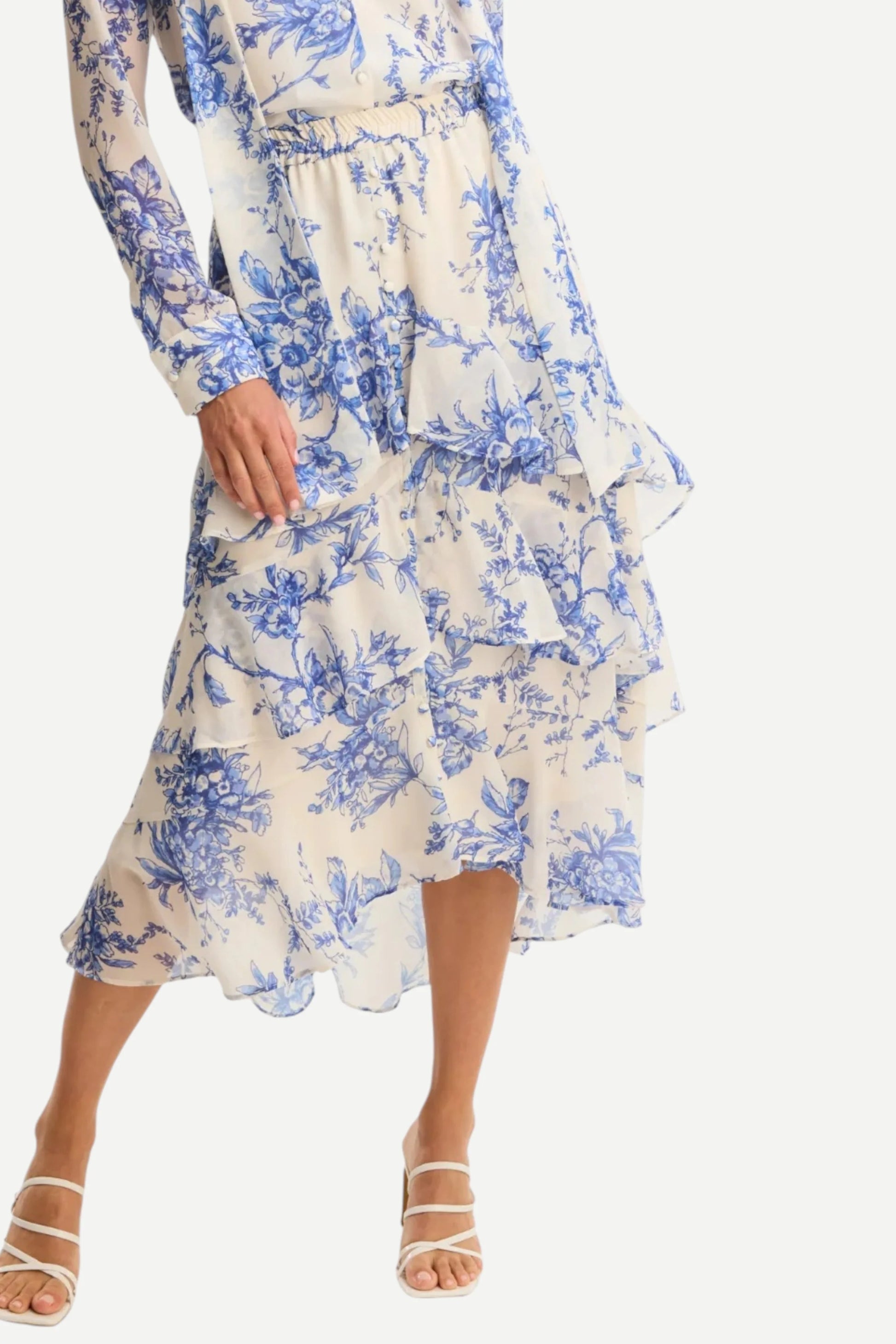 Blue Floral Ella Midi Skirt