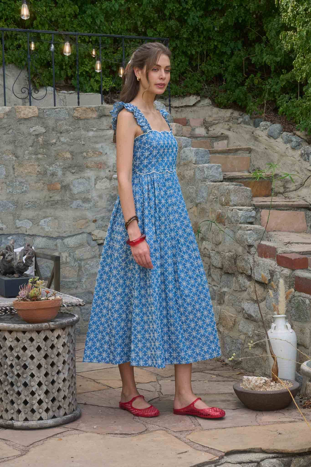 Embroidered Geo Midi Dress