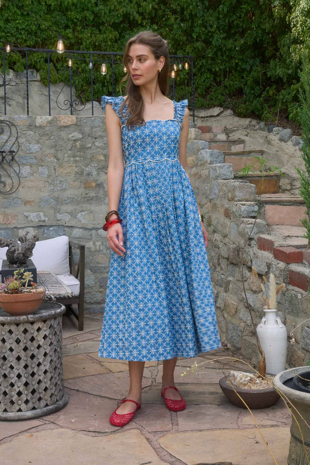 Embroidered Geo Midi Dress