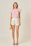 Mix Media Ruffle Top