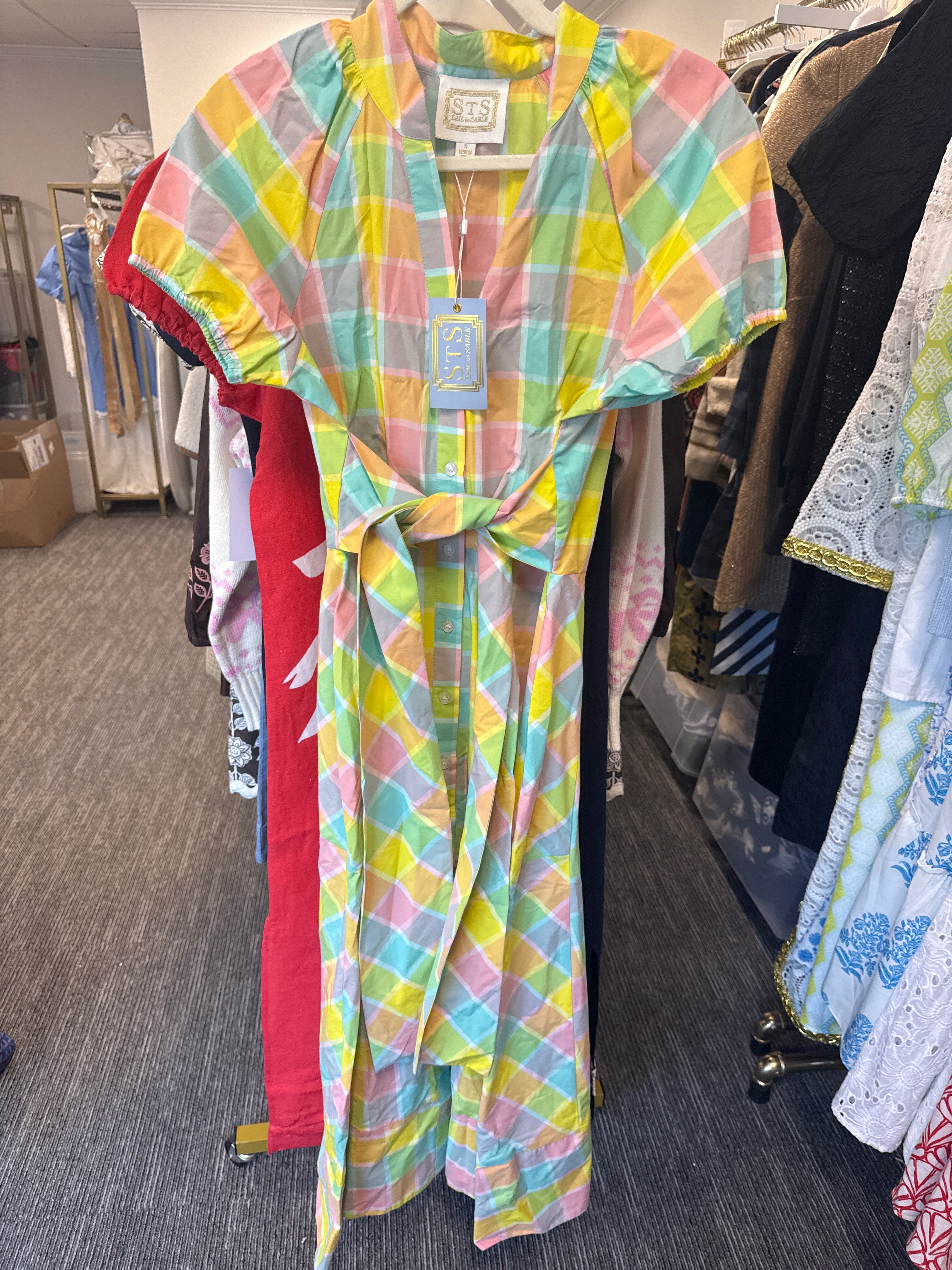 Sample Madras Cotton Tie Dress