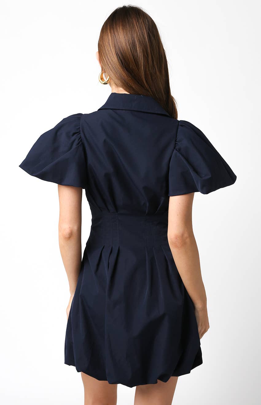 navy blue bubble dress Pointed Corset Bubble Dress in Navy